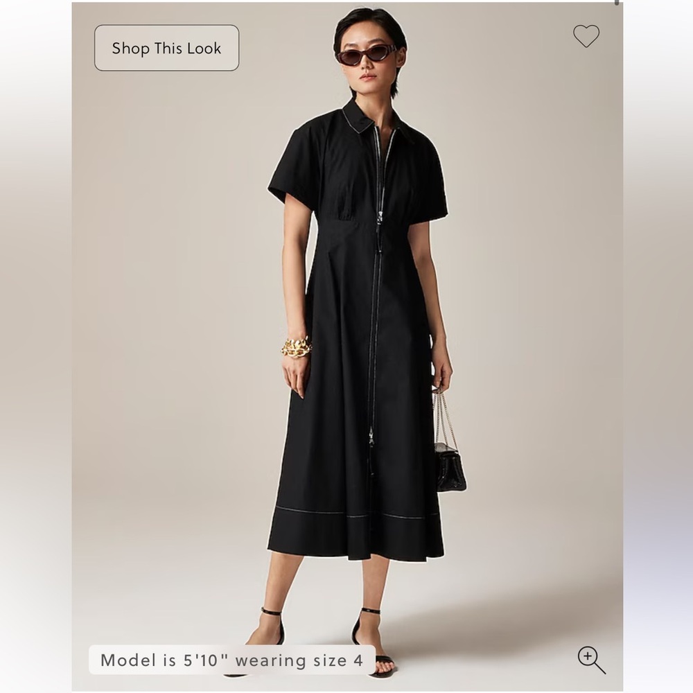 NWOT J.Crew Zip-Up Shirt-Dress in Cotton Poplin